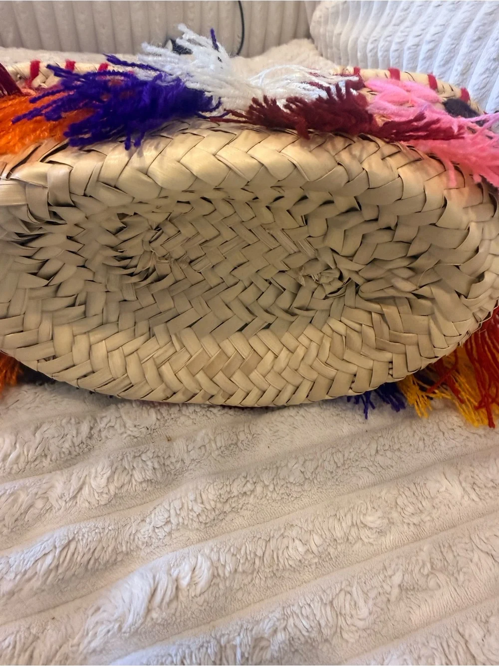 Handwoven Multicolor Tassel Straw Tote Bag
